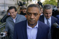 FILE - Jose Uribe leaves federal court, Wednesday, Sept. 27, 2023, in New York. For the second time in a decade, Sen. Bob Menendez, D-N.J., faces a corruption trial Monday, May 13, 2024, with his political career and freedom on the line. Uribe was accused of buying a Mercedes-Benz for Nadine Menendez after her previous car was destroyed when she struck and killed a man crossing the street. Prosecutors said Menendez twice tried to help Uribe by trying to influence criminal investigations involving his business associates. Uribe pleaded guilty and is expected to testify. (AP Photo/Seth Wenig, File)