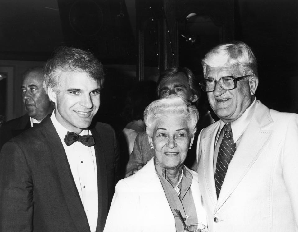 Steve Martin with his parents Glenn and Mary Lee Martin, late 1970s.