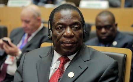 FILE PHOTO: Zimbabwe's President Emmerson Mnangagwa attends the 30th Ordinary Session of the Assembly of the Heads of State and the Government of the African Union in Addis Ababa, Ethiopia January 28, 2018. REUTERS/Tiksa Negeri