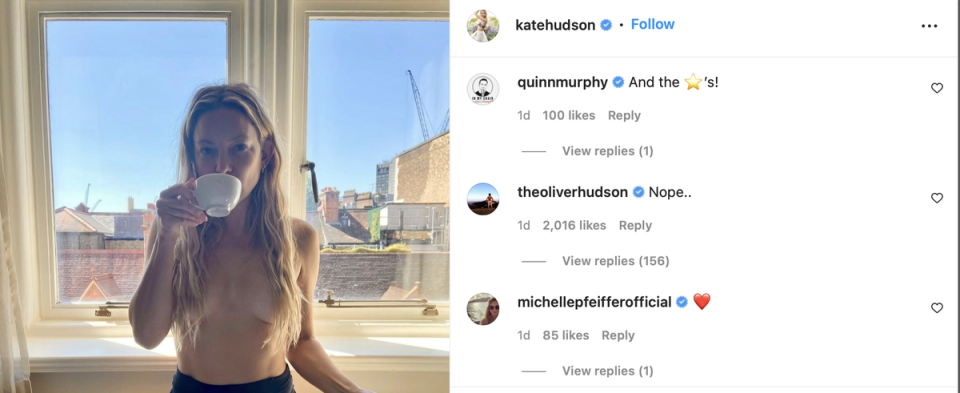 Kate Hudson’s brother jokily responded to a topless Instagram photo of his sister (Instagram)