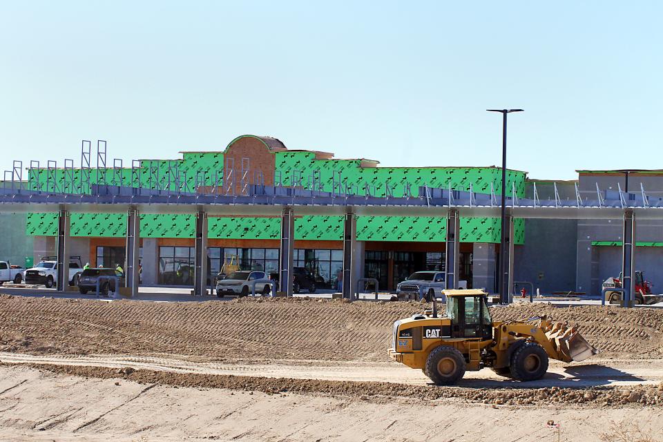 Construction on Colorado's first Buc-ee's travel center continues along I-25 near Johnston, Colo., on Friday, Oct. 13, 2023. The new Colorado location is planned to be 74,000 square feet, with 116 fueling stations.