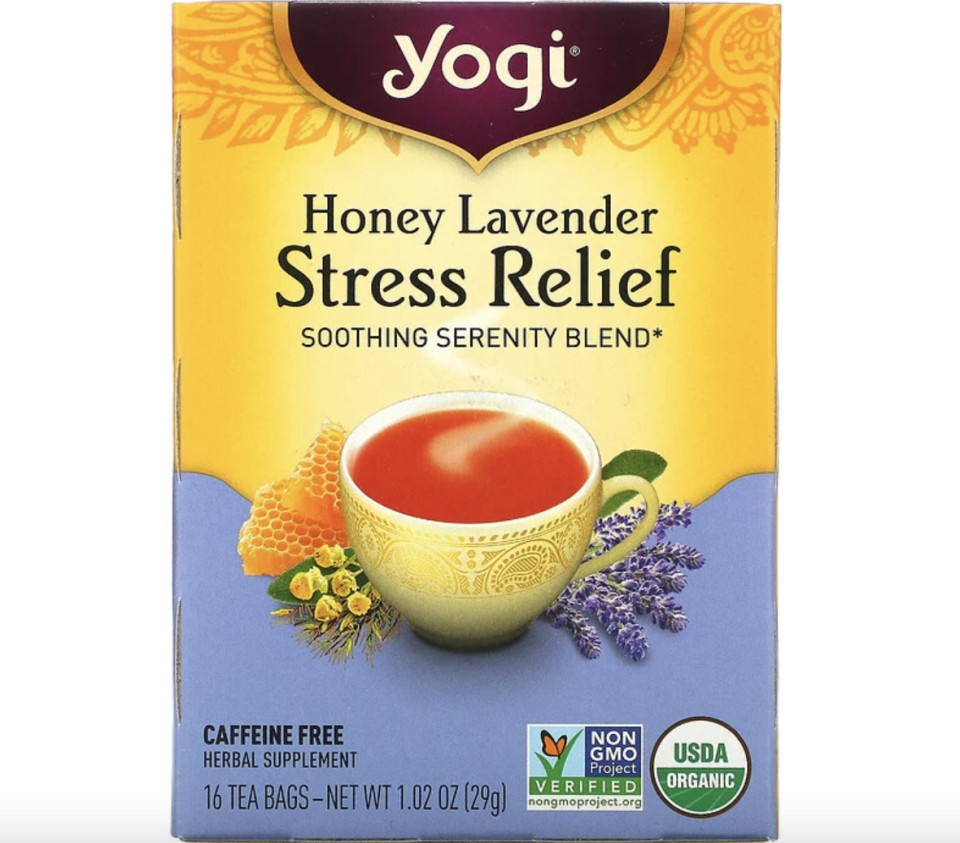 PHOTO: iHerb. Yogi Tea, Stress Relief, Honey Lavender, Caffeine Free, 16 Tea Bags, 29g