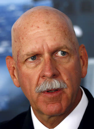 FILE PHOTO: Commander of the U.S. Pacific Fleet Admiral Scott Swift speaks during a media conference at the 2015 Pacific International Maratime Exposition in Sydney, Australia, October 6, 2015. REUTERS/David Gray/File Photo