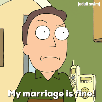 Jerry says, "My marriage is fine!" on Rick and Morty