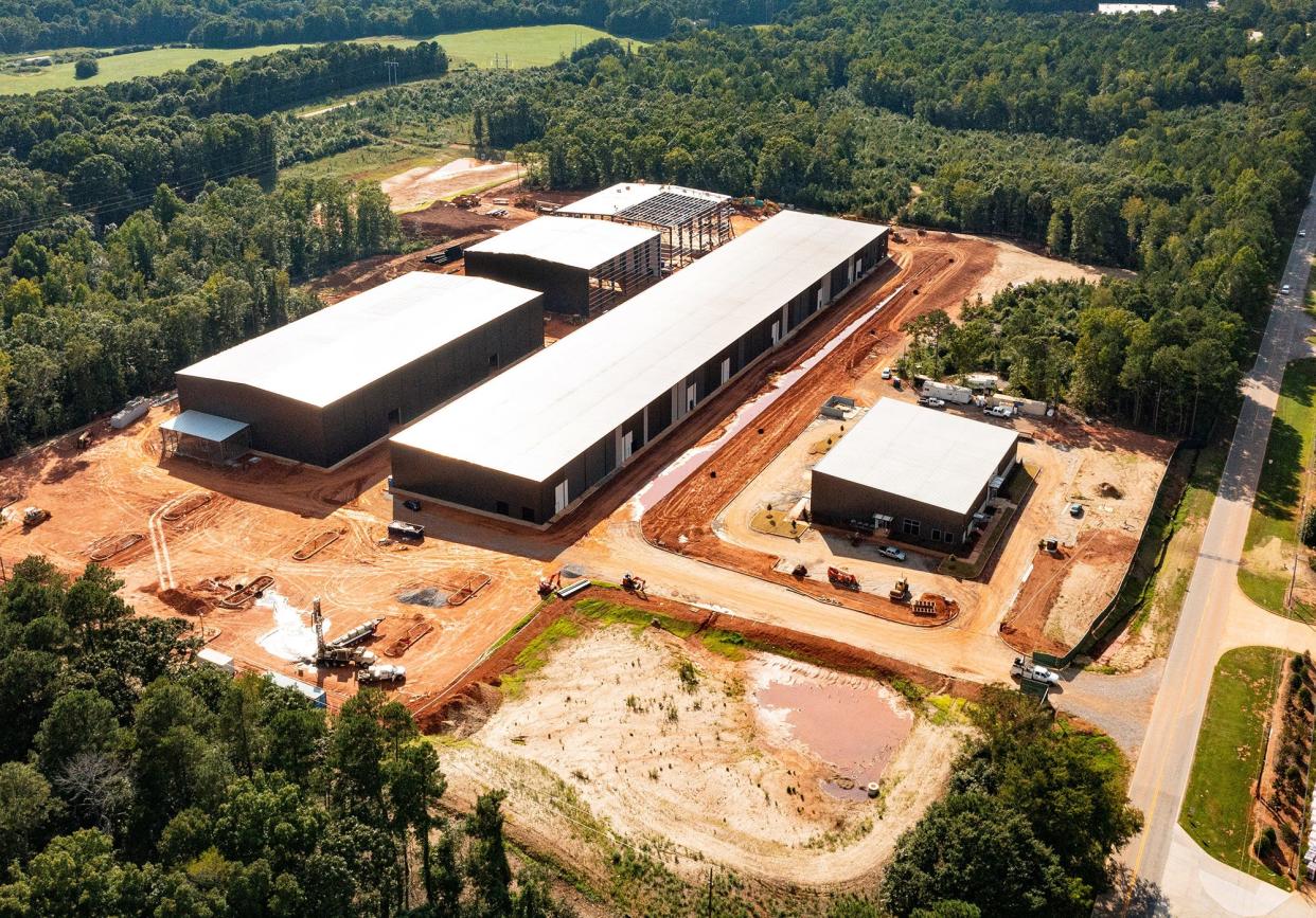 This drone photo taken in Athens, Ga. on Sept. 1, 2022 shows an aerial view of Athena Studios. The 45-acre facility has been under construction since Nov. 2021 and will be ready to host film and TV productions of any size on Mar. 1, 2023.