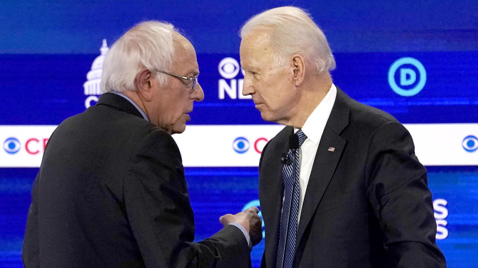 Bernie Sanders and Joe Biden. (Jonathan Ernst/Reuters)