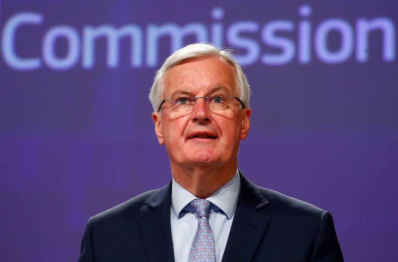 EU Brexit negotiator Michel Barnier gives a news conference in Brussels