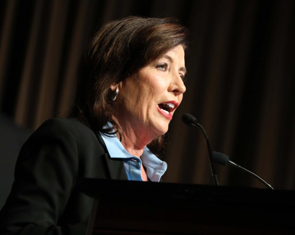Gov. Kathy Hochul rebuffed proposals from the legislature to raise taxes on high-income earners in the state budget. ZUMAPRESS.com