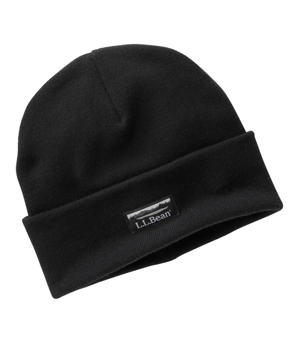 black ribbed beanie hat