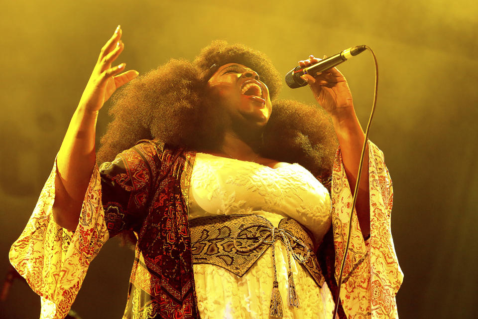 Grammy Awards nominee Yola performs live on stage at the 2020 Spotify Best New Artist Party at The Lot Studios on Thursday, Jan. 23, 2020, in West Hollywood, Calif. (Photo by Willy Sanjuan/Invision/AP)