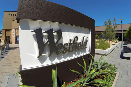 FILE PHOTO: The sign of Westfield shopping center is pictured in San Diego, California September 10, 2014. REUTERS/Mike Blake/File Photo