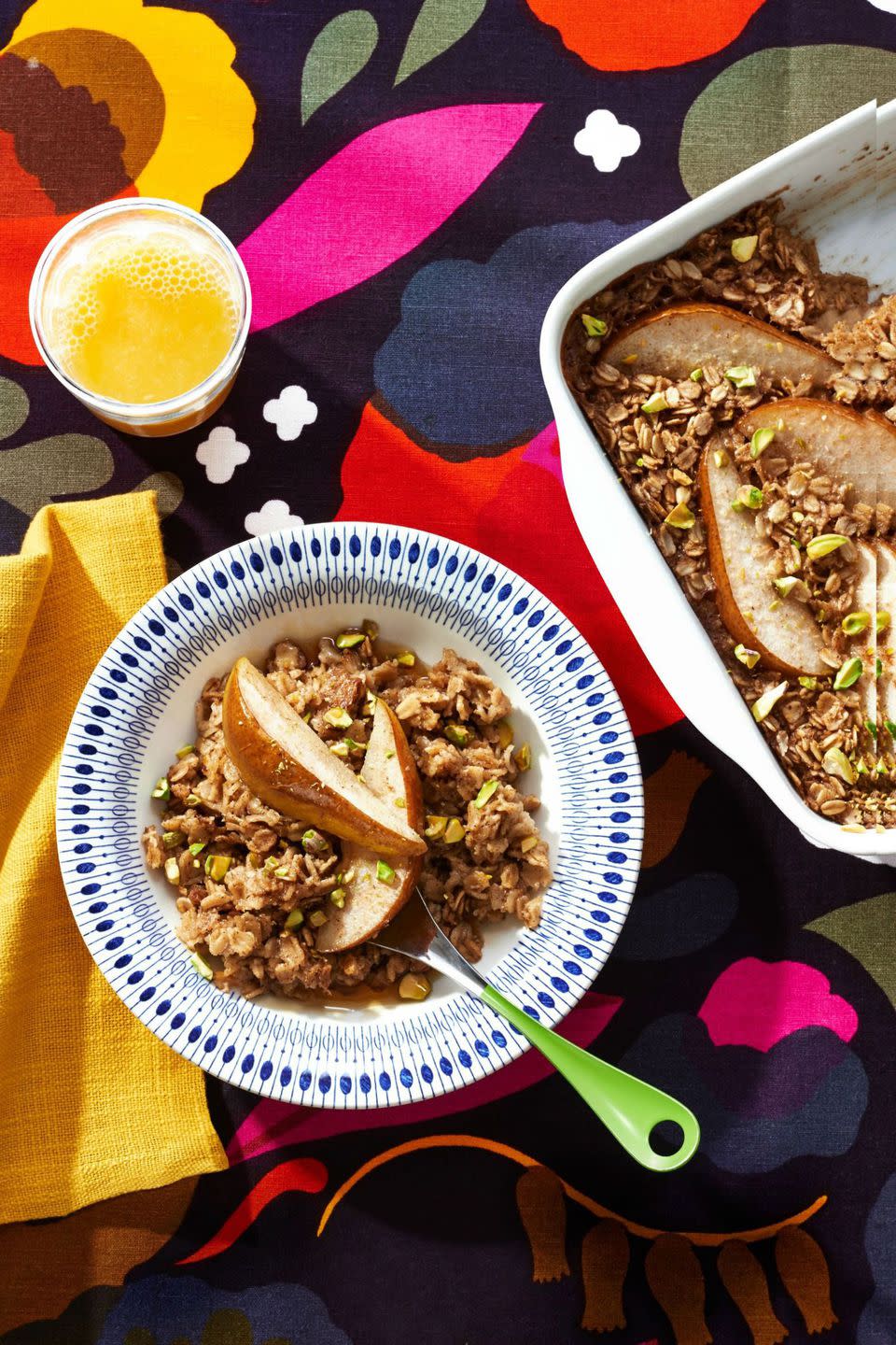 <p>Upgrade your oatmeal by baking it. This recipe gets some extra crunch from toasted pistachios.</p><p><strong>Get the recipe at <a rel="nofollow noopener" href="https://www.redbookmag.com/food-recipes/advice/g2267/make-ahead-breakfasts/?slide=5" target="_blank" data-ylk="slk:Redbook;elm:context_link;itc:0;sec:content-canvas" class="link ">Redbook</a>.</strong></p>