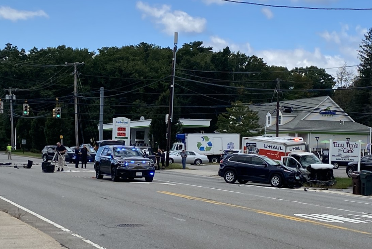 The crash scene Wednesday on Route 20 in Auburn.