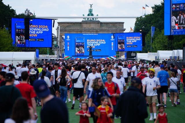 Fans in the fans zone at Brandenburg Gate