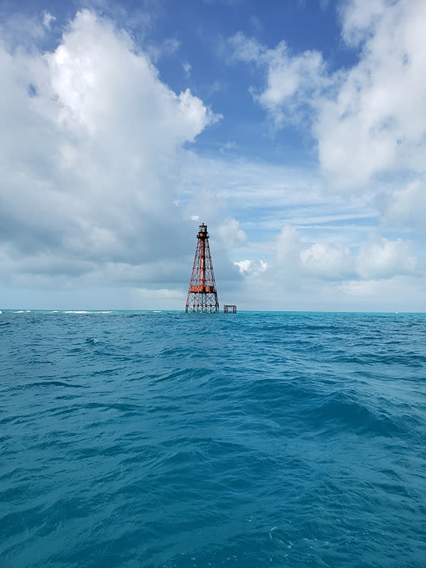 Sombrero Reef lighthouse off the coast of Florida.