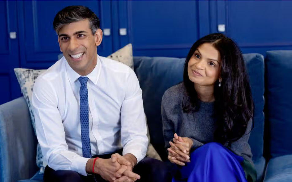 Rishi Sunak and his wife Akshata Murty in their interview for Grazia. Credit: Simon Walker/No 10 Downing Street
