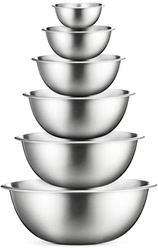 Stainless Steel Mixing Bowls (Set of 6) Stainless Steel Mixing Bowl Set - Easy To Clean, Nestin…