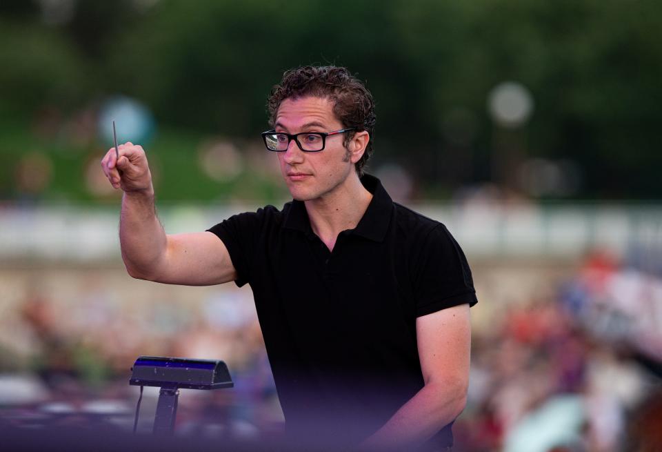 The Louisville Orchestra and coductor Teddy Abrams performed at Louisville's 4th of July celebration on the Great Lawn on Tuesday, July 4, 2023.