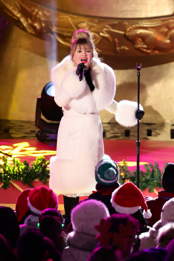 Kelly Clarkson performing at the 2023 Rockefeller Center Christmas Tree Lighting Ceremony on Nov. 29 in New York. 