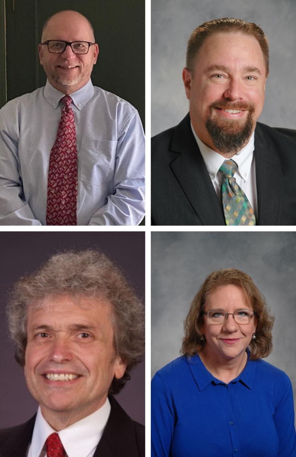 Christopher Able (top left), Collin Braunel (top right), Paul "Biff" Hansen (bottom left) and Kathy Willis are vying to fill two seats on the Manitowoc school board in the April 4 election.