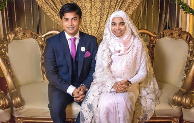 Tasnim Jara decided not to wear make-up on her wedding day. Photo: Facebook