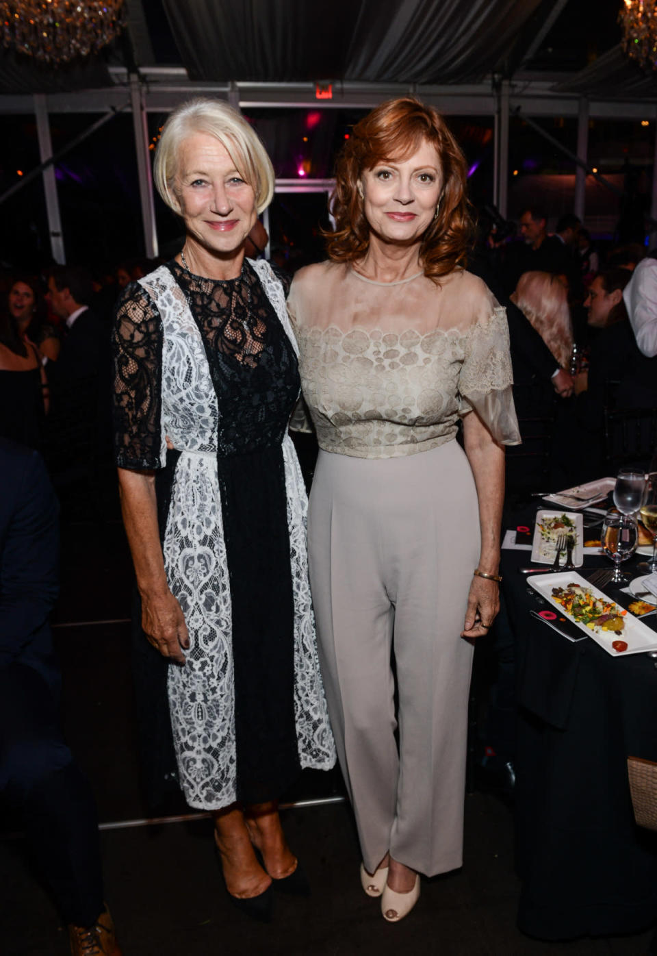 Helen Mirren and Susasn Sarandon: We like to think that Dame Helen Mirren and Susan Sarandon call each other up to co-ordinate. The two actresses both wore lace to the  Artists for Peace and Justice festival gala.