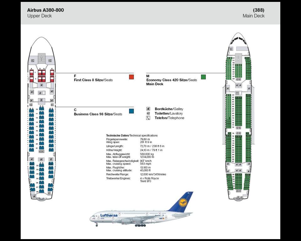 Lufthansa's A380 seating plan.