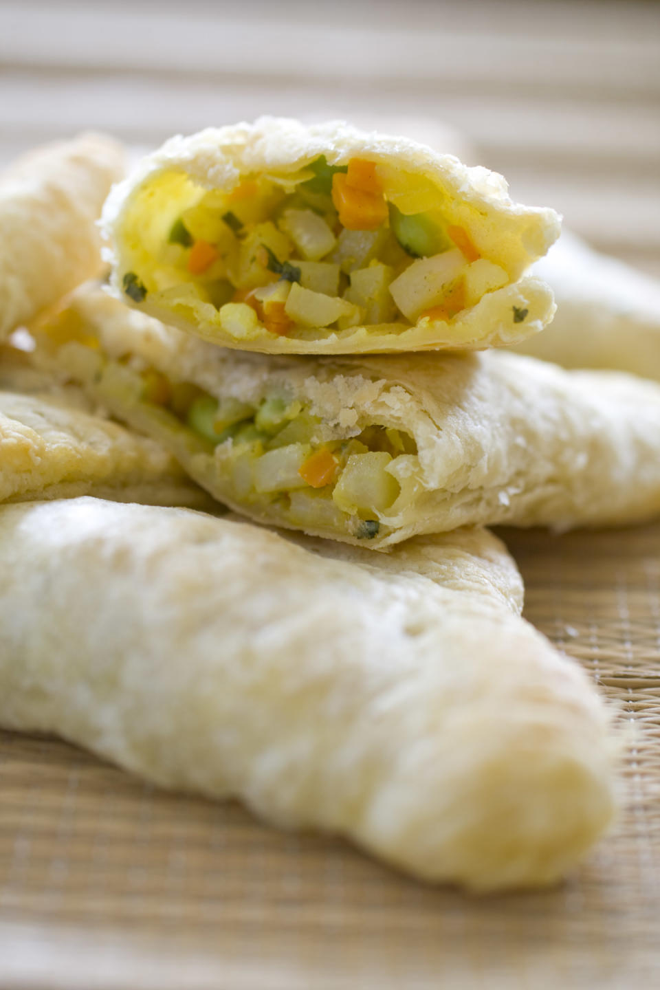 This Sept. 8, 2013 photo shows puffed curry potato pockets in Concord, N.H. (AP Photo/Matthew Mead)