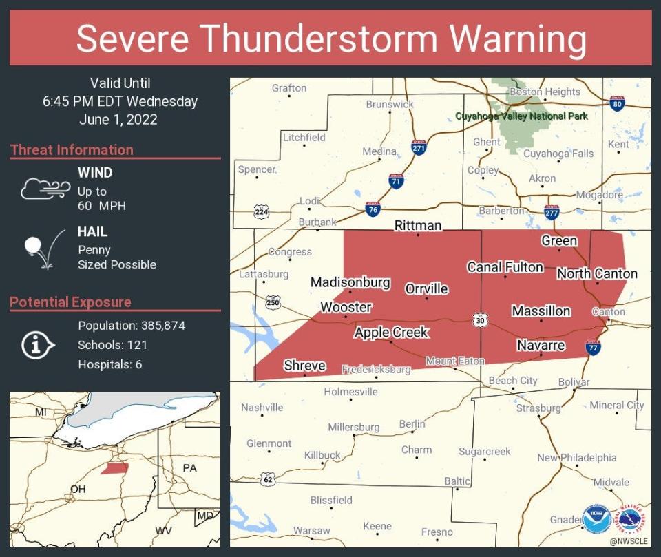 Severe thunderstorm warnings were issued Wednesday afternoon.