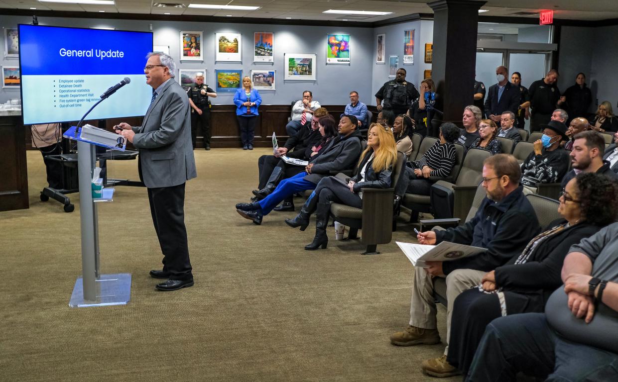 Oklahoma County jail administrator Greg Williams provides an update to members of the Oklahoma County Criminal Justice Authority on Monday, Dec. 5, 2022