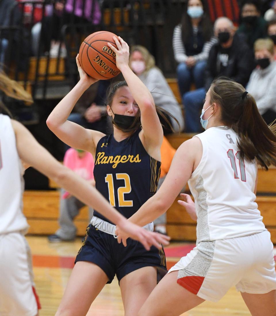 Erica Beaty of Spencerport looks to make a pass in the first half of Friday's game against Canandaigua.