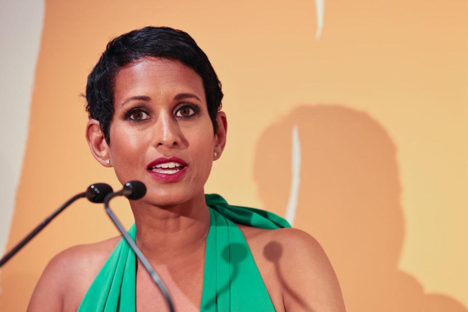 london, england may 31 naga munchetty hosts the 2023 bold woman award ceremony hosted by veuve clicquot at their solaire culture exhibition in piccadilly circus on may 31, 2023 in london, england photo by dave benettgetty images for veuve clicquot