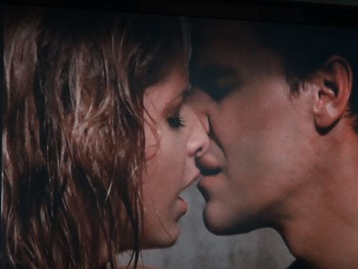 Buffy and Angel kiss on a season two episode of "Buffy the Vampire Slayer."