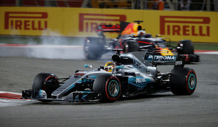 Formula One - F1 - Bahrain Grand Prix - Sakhir, Bahrain - 16/04/17 - Mercedes Formula One driver Lewis Hamilton of Britain drives during the race. REUTERS/Hamad I Mohammed