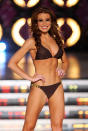 LAS VEGAS, NV - JANUARY 14: Hannah Smith, Miss Illinois, competes in the swimsuit competition during the 2012 Miss America Pageant at the Planet Hollywood Resort & Casino January 14, 2012 in Las Vegas, Nevada. (Photo by Ethan Miller/Getty Images)