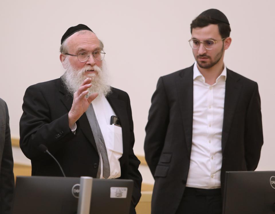 Rabbi Nathaniel Sommer and his son, Aaron, appear in Rockland County Court to plead guilty to manslaughter and reckless endangerment in the 2021 Evergreen Court Home for Adults fire that killed Spring Valley firefighter Jared Lloyd and facility resident Oliver Hueston.