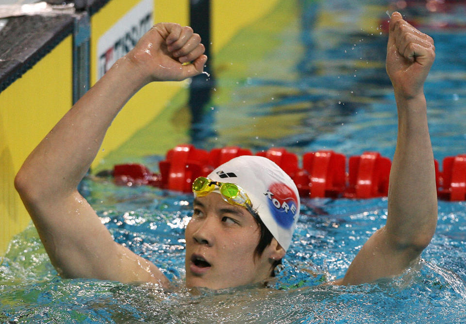 朴泰桓於杜哈亞運單屆斬獲3金1銀3銅。（Photo credit should read FRANCOIS-XAVIER MARIT/AFP via Getty Images）