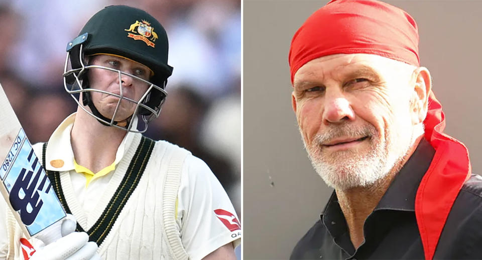 On the right is Peter FitzSimons and Aussie cricket star Steve Smith on the left.