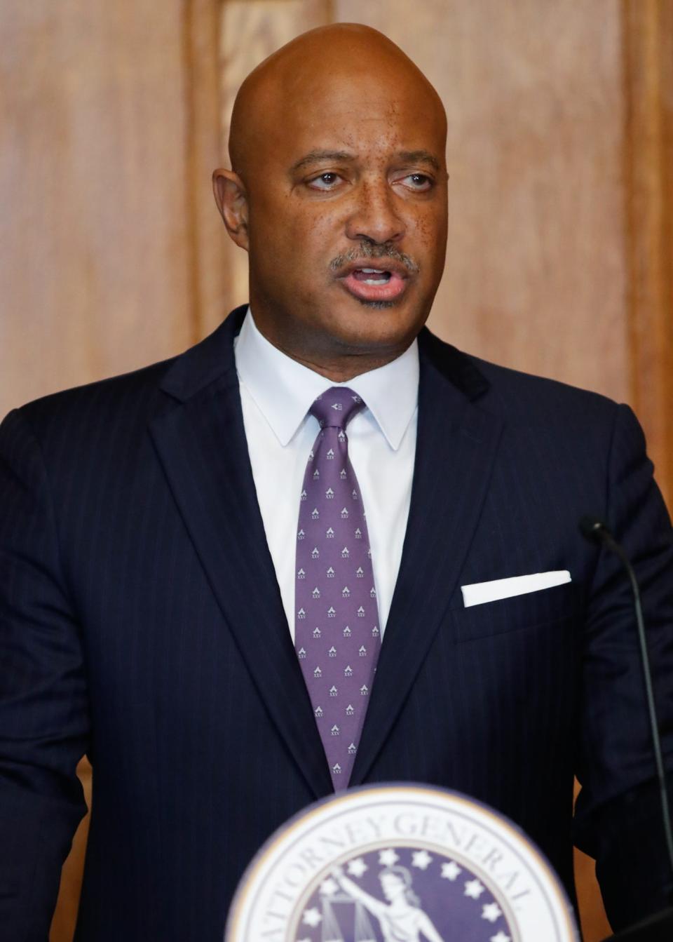 Indiana Attorney General Curtis Hill holds a press conference regarding the finding of more than 2,000 fetal remains in the Illinois home of deceased former Indiana abortion doctor,  Ulrich Klopfer, at the Indiana Statehouse on Friday, Sept. 20, 2019. 