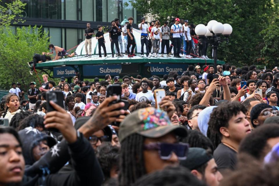 Huge crowds turned out for the giveaway in Manhattan’s Union Square (Getty Images)