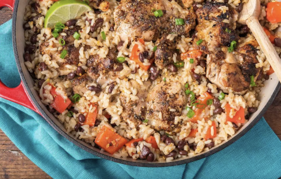 <p>One-pot meals are always a win. This jerk chicken and rice can be cooked either entirely in a cast-iron skillet or in an Instant Pot — whatever you have in the cupboard. </p> <p><a href="https://www.thedailymeal.com/best-recipes/one-pot-caribbean-jerk-chicken-and-rice?referrer=yahoo&category=beauty_food&include_utm=1&utm_medium=referral&utm_source=yahoo&utm_campaign=feed" rel="nofollow noopener" target="_blank" data-ylk="slk:For the One Pot Caribbean Jerk Chicken & Rice recipe, click here.;elm:context_link;itc:0;sec:content-canvas" class="link ">For the One Pot Caribbean Jerk Chicken & Rice recipe, click here. </a></p>  