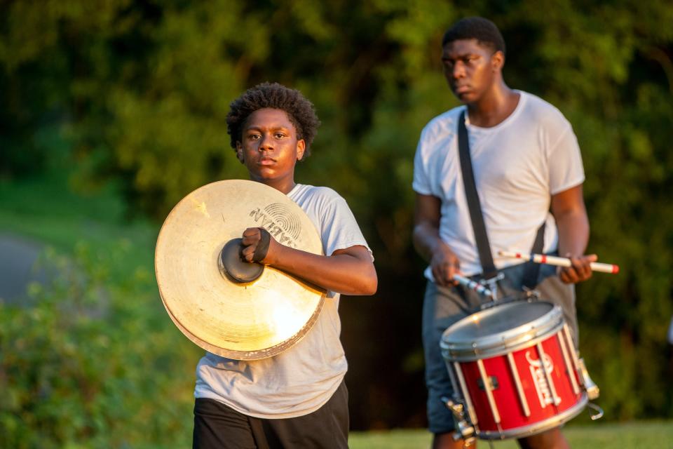 Austin-East Magnet High School band camp on Wednesday, July 26, 2023.