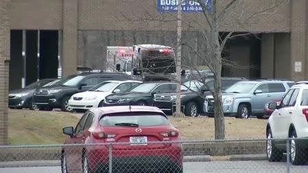 The scene of shooting in Marshall County High School is seen in Benton, Kentucky, U.S, January 23, 2018 in this still image obtained from Reuters TV. CBS /via REUTERS