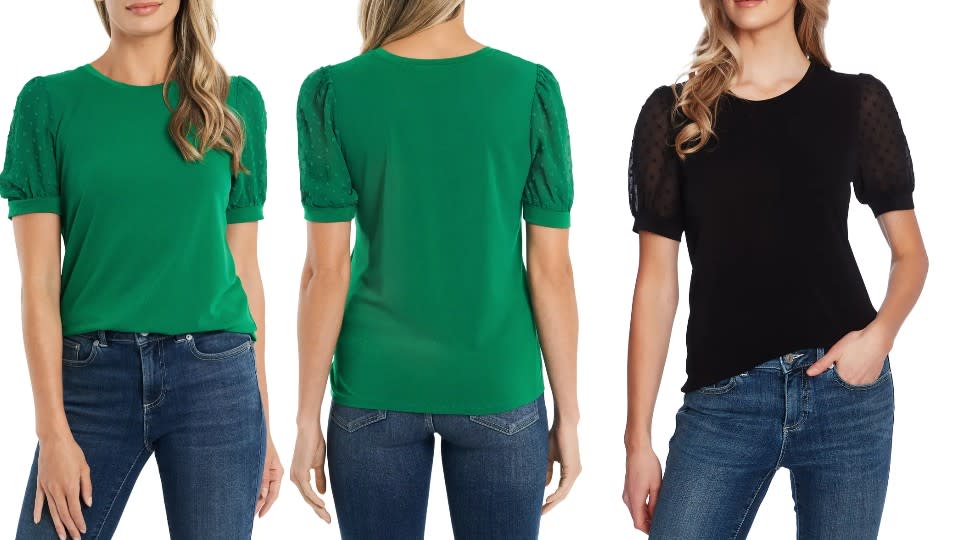 CeCe Puff Sleeve Mixed Media Top - Nordstrom, $34 (originally $49)