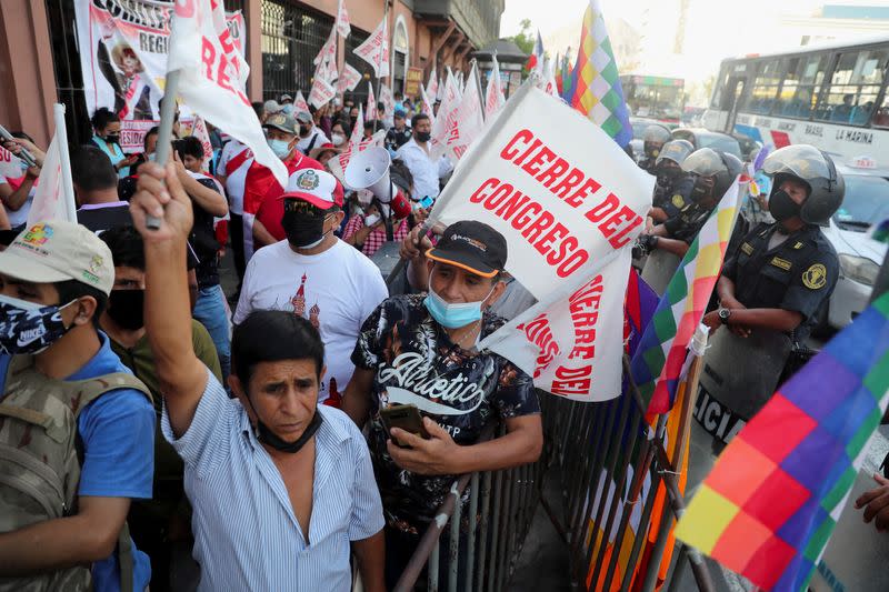 Demonstrations a day after Peru's lawmakers voted to start an impeachment against President Pedro Castillo