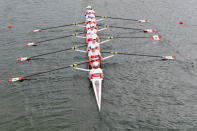 WINDSOR, ENGLAND - JULY 29: Canada compete in the Women's Eight Heats on Day 2 of the London 2012 Olympic Games at Eton Dorney on July 29, 2012 in Windsor, England. (Photo by Harry How/Getty Images)