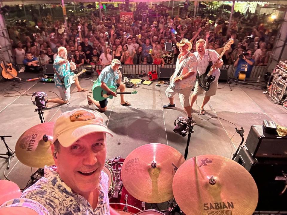 Jimmy and the Parrots, a New Jersey-based tribute band, plays the songs of Jimmy Buffett and original music. Drummer Marc Sacco took the selfie shot during a show.