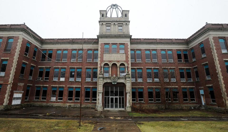 The former Kanty Prep building is shown in this 2010 file photo shortly before the building on East 38th Street was demolished. Penn State University trustees have approved the sale of a portion of the property to Grace Slavic Pentecostal Church.