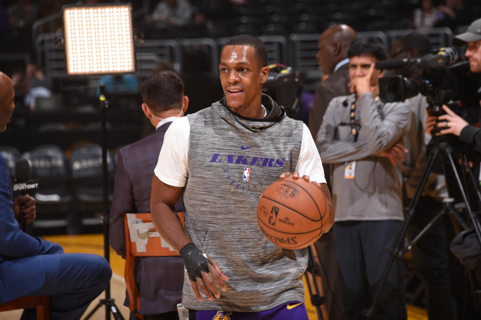 Rajon Rondo hasn’t played since Nov. 14 because of a hand injury. (AP)