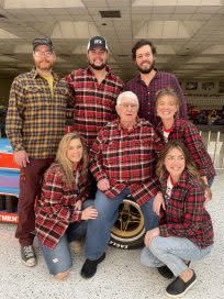 <em>Two-time Indy 500 winner Gordon Johncock visits the Indianapolis Motor Speedway Museum with family members (IndyCar).</em>